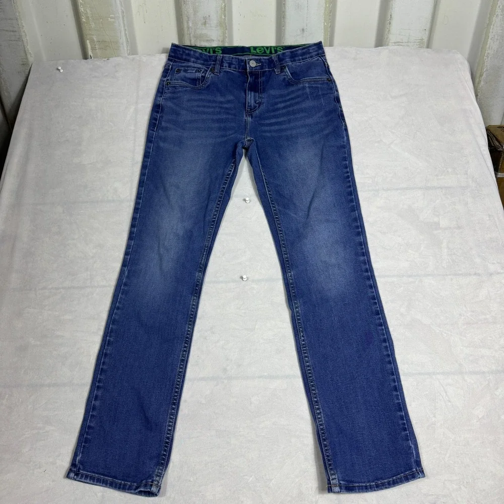 Levi's 511 Mens Straight Jeans Blue Denim‎ 5-Pocket Classic Whiskering Size 18R